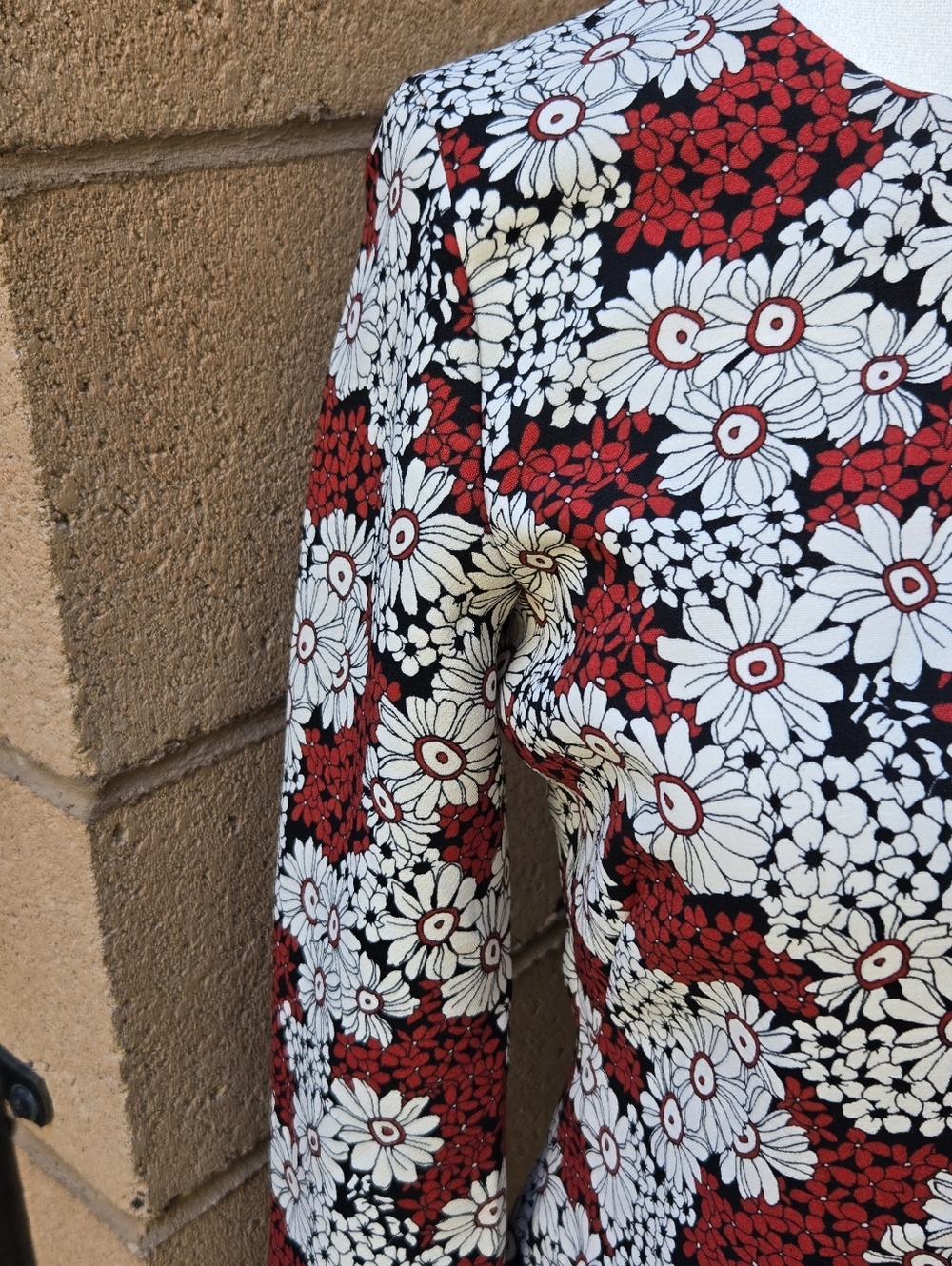 Zara Woman Red Floral Long-Sleeve Shift Dress Blogger Favorite - Picture 3 of 11
